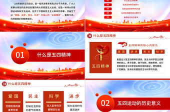 紀念五四運動106周年PPT紅色精美弘揚五四精神爭做時代先鋒專題團課課件