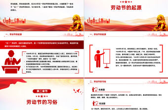 五一勞動節知識PPT大氣簡潔勞動最光榮主題班會課件