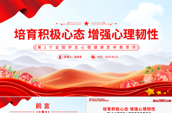 第2個(gè)全國(guó)學(xué)生心理健康宣傳教育月PPT培育積極心態(tài)增強(qiáng)心理韌性主題課件