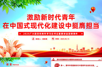 激勵(lì)新時(shí)代青年在中國(guó)式現(xiàn)代化建設(shè)中挺膺擔(dān)當(dāng)PPT大氣精美團(tuán)課課件