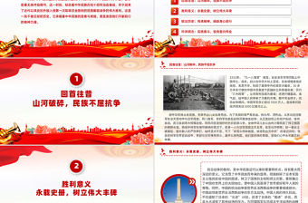 紀念抗日戰(zhàn)爭勝利80周年PPT銘記歷史吾輩自強主題黨課課件