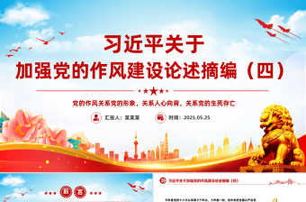 紅色精美習(xí)近平關(guān)于加強黨的作風(fēng)建設(shè)論述摘編（四）PPT微黨課