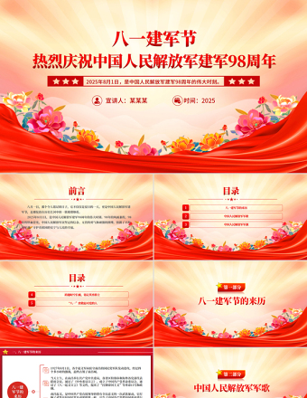 精品熱烈慶祝中國人民解放軍建軍98周年P(guān)PT八一建軍節(jié)課件下載