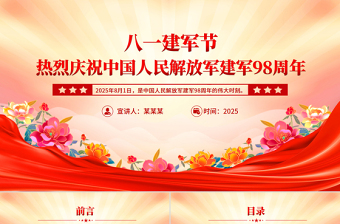 精品熱烈慶祝中國人民解放軍建軍98周年P(guān)PT八一建軍節(jié)課件下載