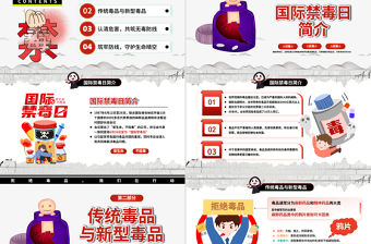 國際禁毒日PPT簡約6月26日識毒防毒禁毒宣傳課件