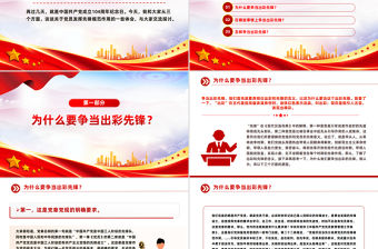 黨員發揮先鋒模范作用PPT精美簡潔七一主題黨課課件