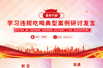 2025青年干部學習違規(guī)吃喝典型案例研討發(fā)言PPT課件