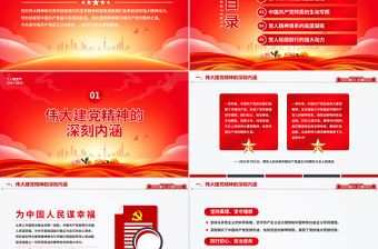 重溫建黨精神譜寫時代新篇PPT紅色精美2025建黨104周年黨課課件