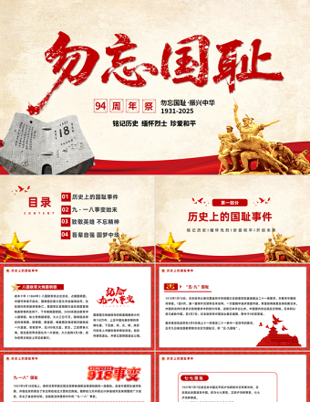 2025銘記歷史勿忘國恥九一八事變PPT紅色黨政風(fēng)吾輩自強(qiáng)圓夢中華勿忘九一八課件