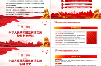 2025修訂版《中華人民共和國監(jiān)察法實施條例》PPT紅色簡潔法律法規(guī)專題課件