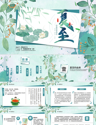 清新精美中國傳統(tǒng)二十四節(jié)氣夏至PPT課件