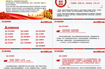 紅色精美中國精神PPT中國共產黨人的精神譜系一黨課課件