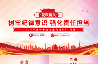 2025樹牢紀律意識強化責任擔當PPT紅色大氣第一季度專題黨課