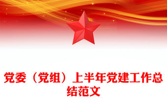 黨委（黨組）上半年黨建工作總結(jié)PPT黨建模板(講稿)