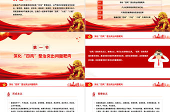 精美風四風六紀八規黨的作風建設PPT黨課課件