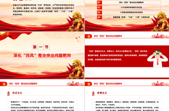 精美風四風六紀八規(guī)黨的作風建設PPT黨課課件
