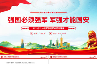強國必須強軍 軍強才能國安PPT2025年八一建軍節建軍98周年課件