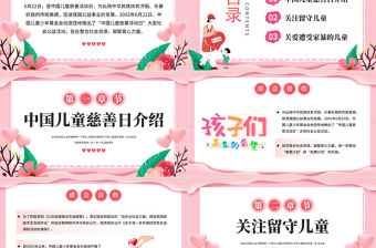 中國(guó)兒童慈善活動(dòng)日PPT粉色卡通關(guān)注兒童幫助兒童課件