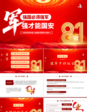 強國必須強軍軍強才能國安PPT八一建軍節(jié)熱烈慶祝建軍98周年專題課件