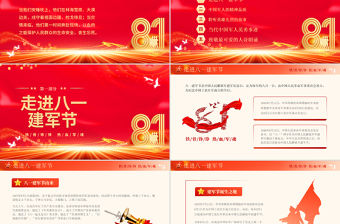 致敬最可愛的人PPT紅色大氣八一建軍節慶祝建軍98周年課件