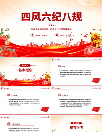 簡潔風(fēng)四風(fēng)六紀(jì)八規(guī)PPT加強(qiáng)黨風(fēng)廉政建設(shè)改進(jìn)工作作風(fēng)黨課課件