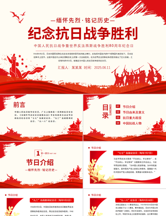 2025紀念抗日戰(zhàn)爭勝利80周年PPT黨政風中國人民抗日戰(zhàn)爭暨世界反法西斯戰(zhàn)爭勝利80周年紀念日課件