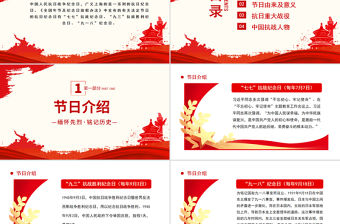 2025紀念抗日戰爭勝利80周年PPT黨政風中國人民抗日戰爭暨世界反法西斯戰爭勝利80周年紀念日課件
