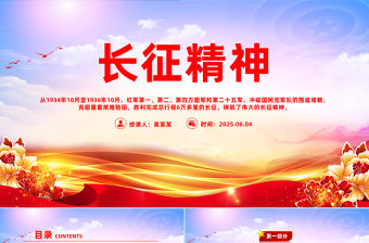 長征精神PPT紅色精美中國精神系列課件下載