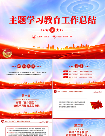 2025主題學習教育工作總結PPT模板下載