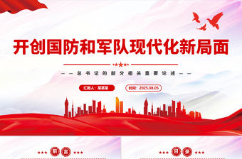 開創國防和軍隊現代化新局面PPT簡潔大氣總書記的部分相關重要論述