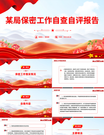 某局保密工作自查自評(píng)報(bào)告PPT模板下載