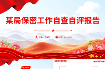 某局保密工作自查自評報告PPT模板下載