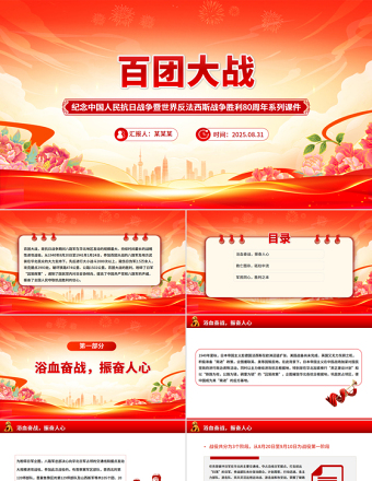 百團(tuán)大戰(zhàn)PPT紀(jì)念抗日戰(zhàn)爭(zhēng)勝利80周年系列課件
