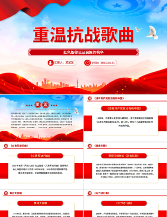 重溫抗戰(zhàn)歌曲PPT紅色旋律見證民族的抗爭課件