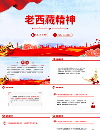 老西藏精神PPT紅色大氣中國精神譜系課件