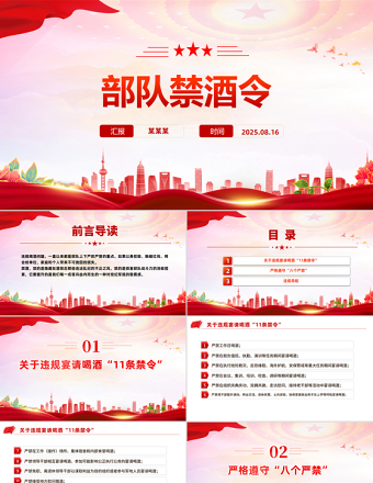 部隊(duì)禁酒令PPT簡潔大氣管酒治酒工作課件下載