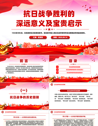 抗日戰(zhàn)爭(zhēng)勝利的深遠(yuǎn)意義及寶貴啟示PPT課件