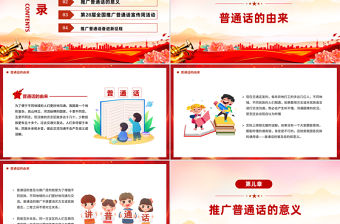 全國推廣普通話宣傳周PPT紅色簡約第28屆推普周課件模板下載