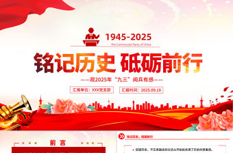 銘記歷史砥礪前行PPT觀2025年九三閱兵有感課件