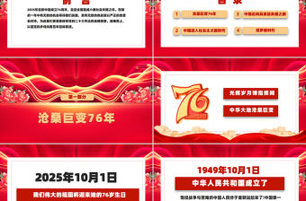 喜迎國慶新中國成立76周年PPT紅色大氣愛國主義教育課件