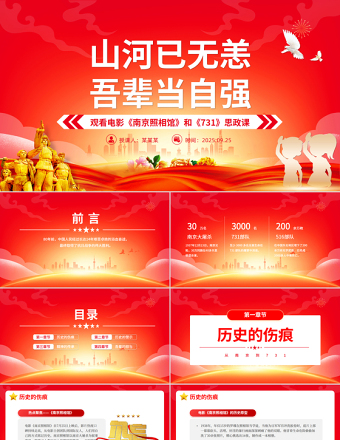 山河己無恙吾輩當(dāng)自強(qiáng)PPTPPT電影《南京照相館》和《731》思政課課件