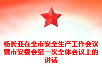 楊長亞在全市安全生產工作會議暨市安委會第一次全體會議上的講話