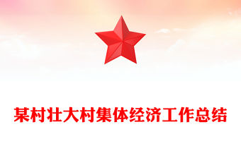 某村壯大村集體經濟工作總結