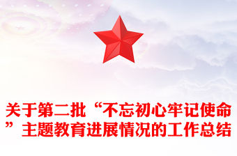 關于第二批“不忘初心牢記使命”主題教育進展情況的工作總結