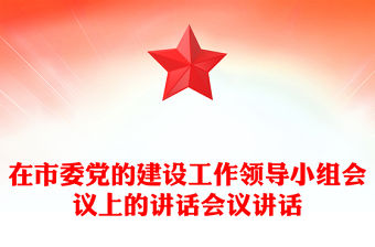 在市委黨的建設工作領導小組會議上的講話會議講話