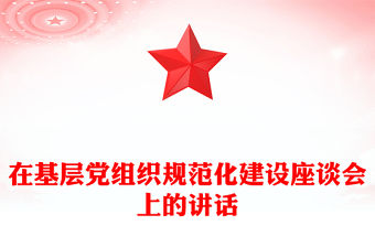 在基層黨組織規范化建設座談會上的講話