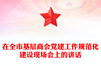 在全市基層商會黨建工作規(guī)范化建設現(xiàn)場會上的講話