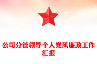 公司分管領導個人黨風廉政工作匯報