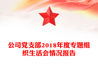 公司黨支部2018年度專題組織生活會情況報告