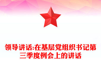 領導講話:在基層黨組織書記第三季度例會上的講話